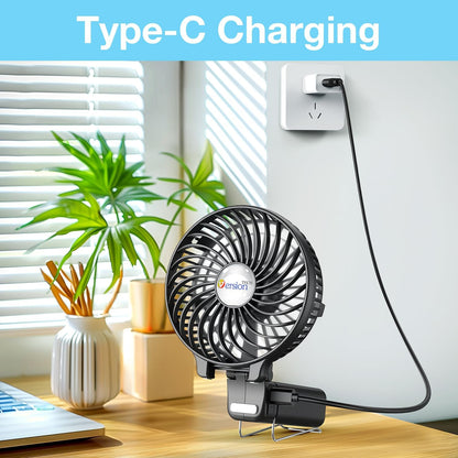 Mini Handheld Fan, USB Desk Fan, Small Personal Portable Table Fan with USB Rechargeable Battery Operated Cooling Folding Electric Fan for Travel Office Room Household Black