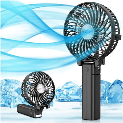 Mini Handheld Fan, USB Desk Fan, Small Personal Portable Table Fan with USB Rechargeable Battery Operated Cooling Folding Electric Fan for Travel Office Room Household Black
