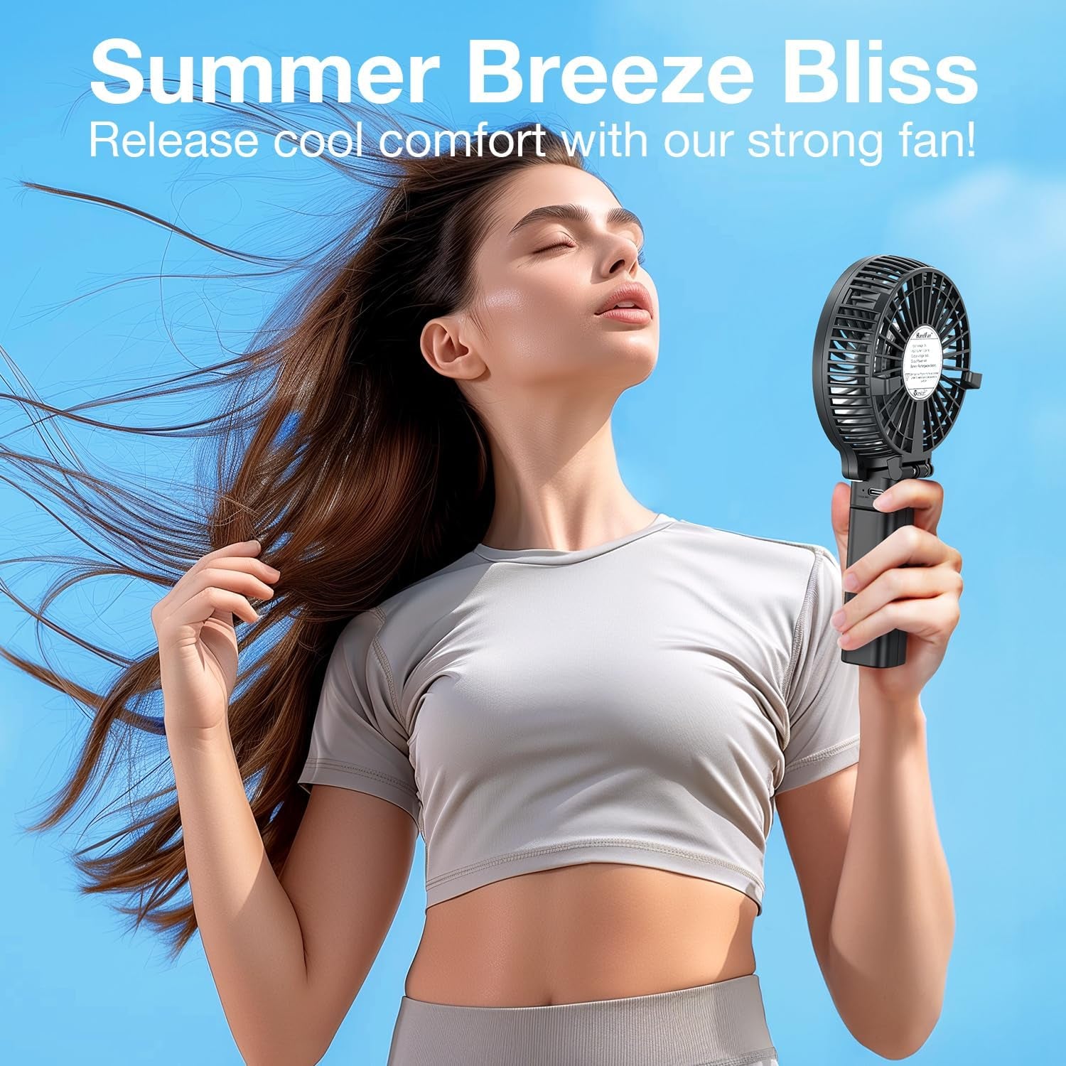 Mini Handheld Fan, USB Desk Fan, Small Personal Portable Table Fan with USB Rechargeable Battery Operated Cooling Folding Electric Fan for Travel Office Room Household Black