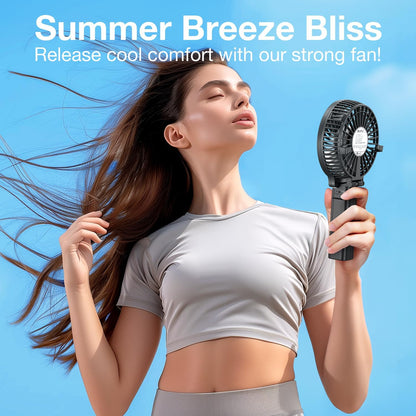 Mini Handheld Fan, USB Desk Fan, Small Personal Portable Table Fan with USB Rechargeable Battery Operated Cooling Folding Electric Fan for Travel Office Room Household Black