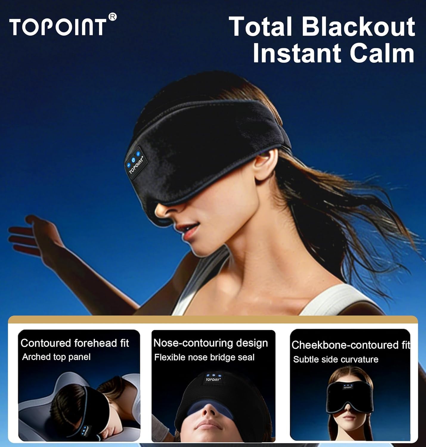 Sleep Mask Headphones Wireless Bluetooth 5.2, Eye Mask for Sleeping Side/Back Sleepers Travel Music Headsets with Microphone Handsfree Men Women Girls Gifts