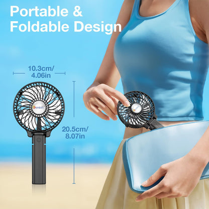 Mini Handheld Fan, USB Desk Fan, Small Personal Portable Table Fan with USB Rechargeable Battery Operated Cooling Folding Electric Fan for Travel Office Room Household Black