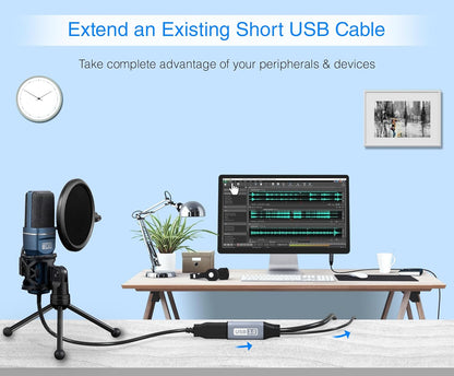 USB 3.0 Extension Cable (32FT - 10M, Active, 5 Gbps, Type a Male to Female Adapter Cord) - Long USB Repeater Extender for VR Headset, Printer, Hard Drive, Flash Drive, Keyboard, Mouse, Xbox