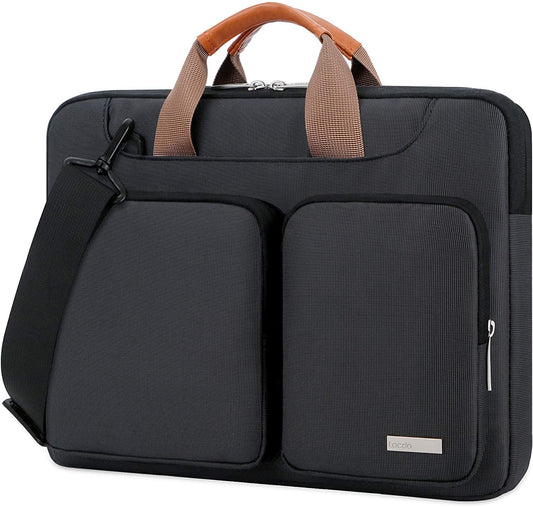 360° Protective Laptop Shoulder Bag, 15-15.6 Inch Laptop Sleeve Case for Acer HP Lenovo Dell ASUS Laptop, Acer Aspire, HP Pavilion, Dell Inspiron, Lenovo Ideapad,Asus Zenbook Computer Bag, Black
