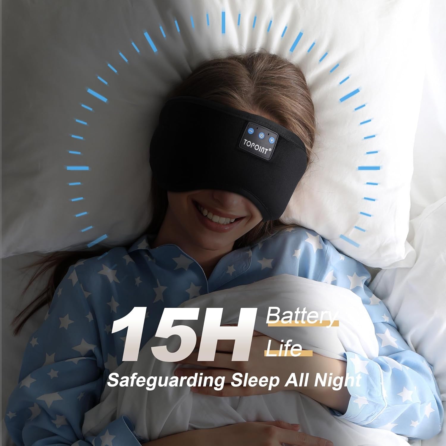 Sleep Mask Headphones Wireless Bluetooth 5.2, Eye Mask for Sleeping Side/Back Sleepers Travel Music Headsets with Microphone Handsfree Men Women Girls Gifts
