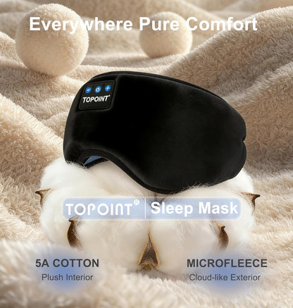 Sleep Mask Headphones Wireless Bluetooth 5.2, Eye Mask for Sleeping Side/Back Sleepers Travel Music Headsets with Microphone Handsfree Men Women Girls Gifts